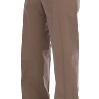 Beige Cotton Stretch Chinos Pants