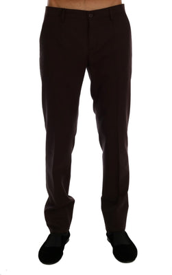 Purple Wool Stretch Formal Pants