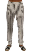 White Striped Cotton Dress Pants