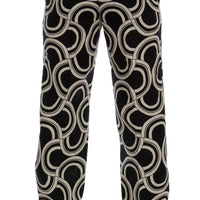 Black White Pattern 100% Linen Pants