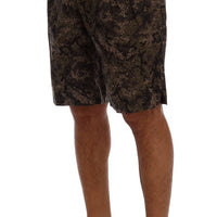 Black Green Cotton Military Pattern Shorts