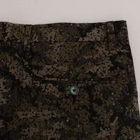 Black Green Cotton Military Pattern Shorts