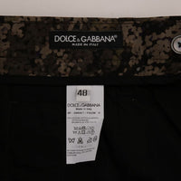 Black Green Cotton Military Pattern Shorts