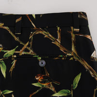 Black Bird Tree Print Silk Pants
