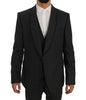 Gray Striped Wool Slim Fit 3 Piece Suit