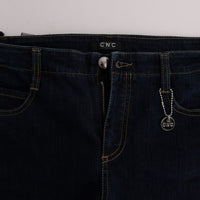 Blue Cotton Bootcut Flared Jeans