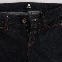Dark Blue Cotton Bootcut Flared Jeans