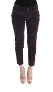 Brown Cotton Cropped Casual Pants