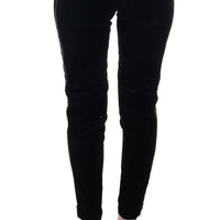 Black Viscose Blend Velvet Cropped Pants