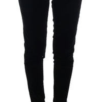 Black Viscose Blend Velvet Cropped Pants