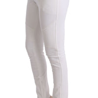 White Cotton Slim Fit Casual Pants