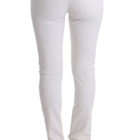 White Cotton Slim Fit Casual Pants