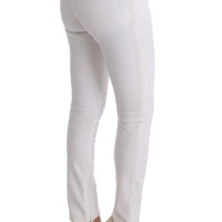 White Cotton Slim Fit Casual Pants