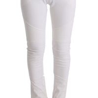 White Cotton Slim Fit Casual Pants