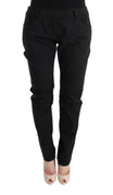 Black Cotton Slim Fit Casual Pants