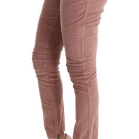 Pink Velvet Cropped Casual Pants