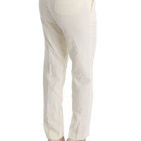 White Cotton Regular Fit Casual Pants