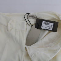 White Cotton Regular Fit Casual Pants