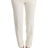 White Cotton Regular Fit Casual Pants