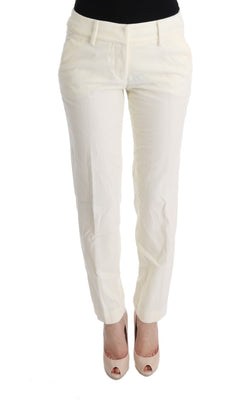 White Cotton Regular Fit Casual Pants