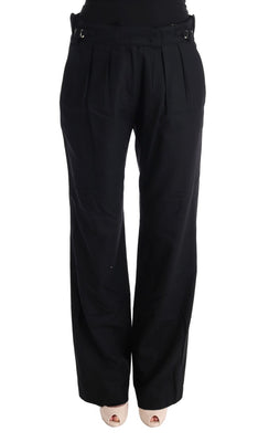 Black Cotton Straight Leg Formal Pants