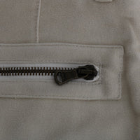Beige Wool Cropped Regular Fit Pants