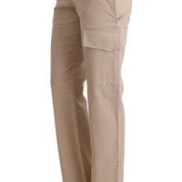 Beige Cotton Wool Regular Fit Pants