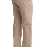 Beige Cotton Wool Regular Fit Pants