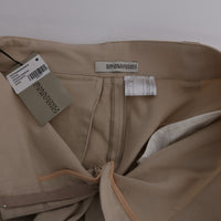 Beige Cotton Wool Regular Fit Pants