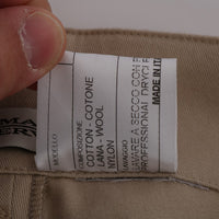 Beige Cotton Wool Regular Fit Pants