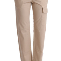 Beige Cotton Wool Regular Fit Pants