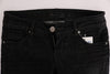 Black Denim Cotton Bottoms Slim Fit Jeans