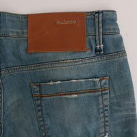 Blue Denim Cotton Bottoms Slim Fit Jeans