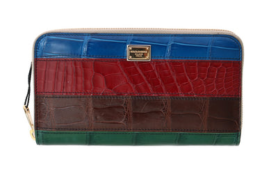 Multicolor Crocodile Leather Continental Wallet