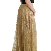 Gold Black Floral Lace Dress