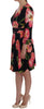 Black Pink Tulip Print Stretch Shift Dress