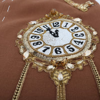 Brown Crystal Bear Key Clock Wool Dresss