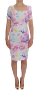 White Printed Pencil Sheath Dress