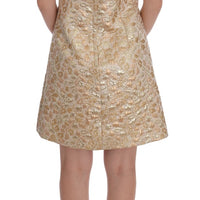 Gold Floral Jacquard Shift Dress