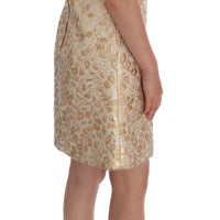 Gold Floral Jacquard Shift Dress