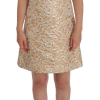 Gold Floral Jacquard Shift Dress