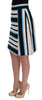 White Black Blue Striped Cotton Skirt