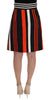 Black Orange Striped Brocade Skirt