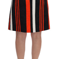 Black Orange Striped Brocade Skirt