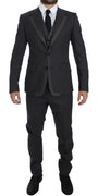 Gray Striped 3 Piece Slim Suit Tuxedo