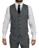 Blue Wool Owl Print Slim Fit 3 Piece Suit