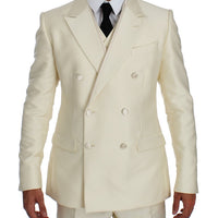 White Slim Double Breasted 3 Piece Suit
