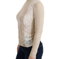 Beige Turtleneck Viscose Top Sweater