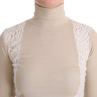 Beige Turtleneck Viscose Top Sweater