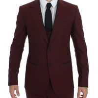 Bordeaux Wool Stretch Slim 3 Piece Suit